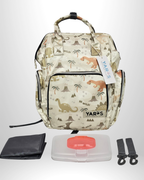 Pañalera Morral Maternal Premium YARÖS verde menta estampado de Dinosaurios