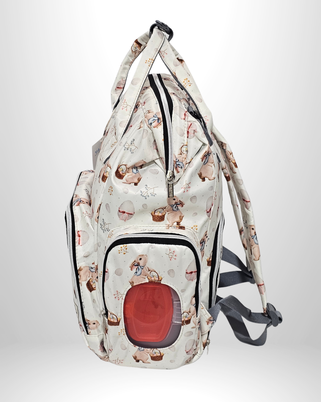 Pañalera Morral Maternal Premium YARÖS Blanco Estampado de Conejo