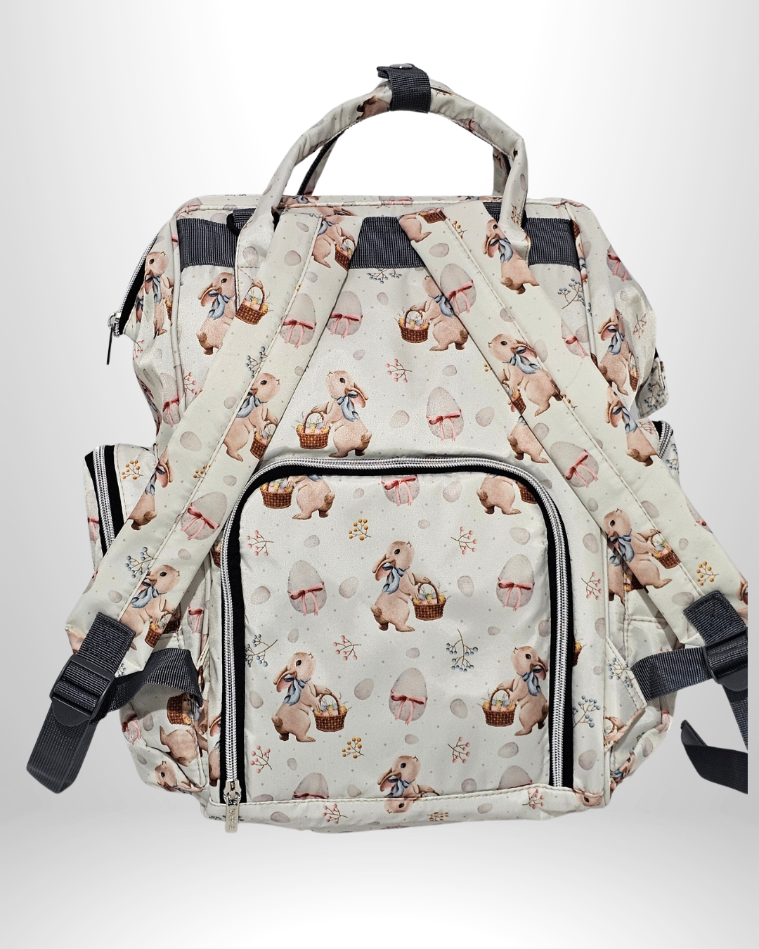 Pañalera Morral Maternal Premium YARÖS Blanco Estampado de Conejo