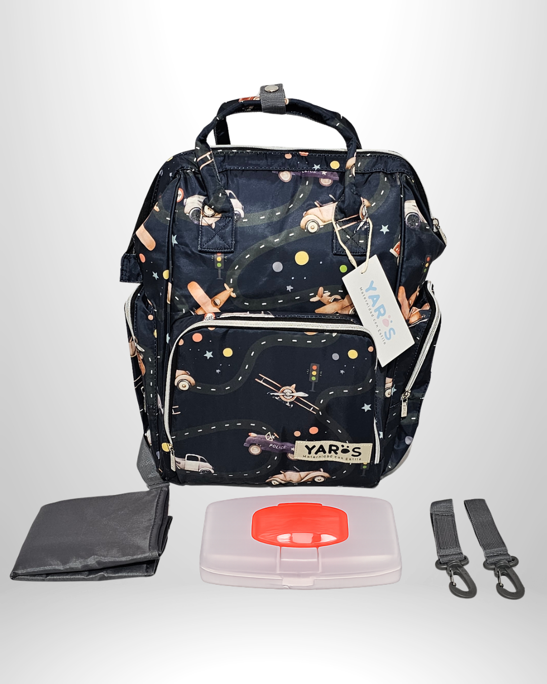 Pañalera Morral Maternal Premium YARÖS Azul estampado