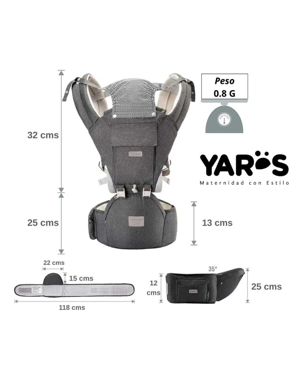 Cargador Ergonómico Multifuncional YARÖS - Gris Ratón