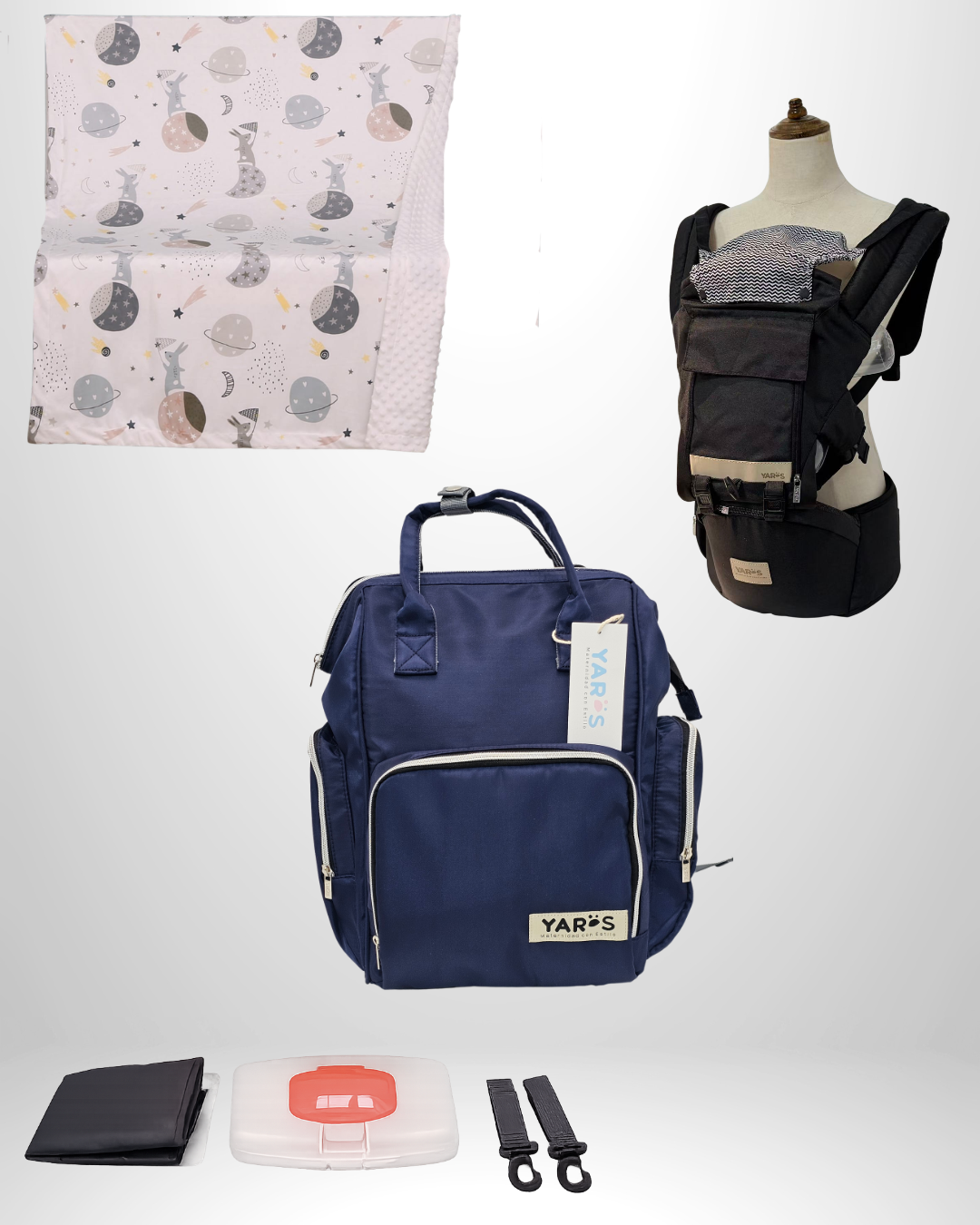 Combo YARÖS Esencial – Pañalera + Cargador + Cobija | Envío Gratis