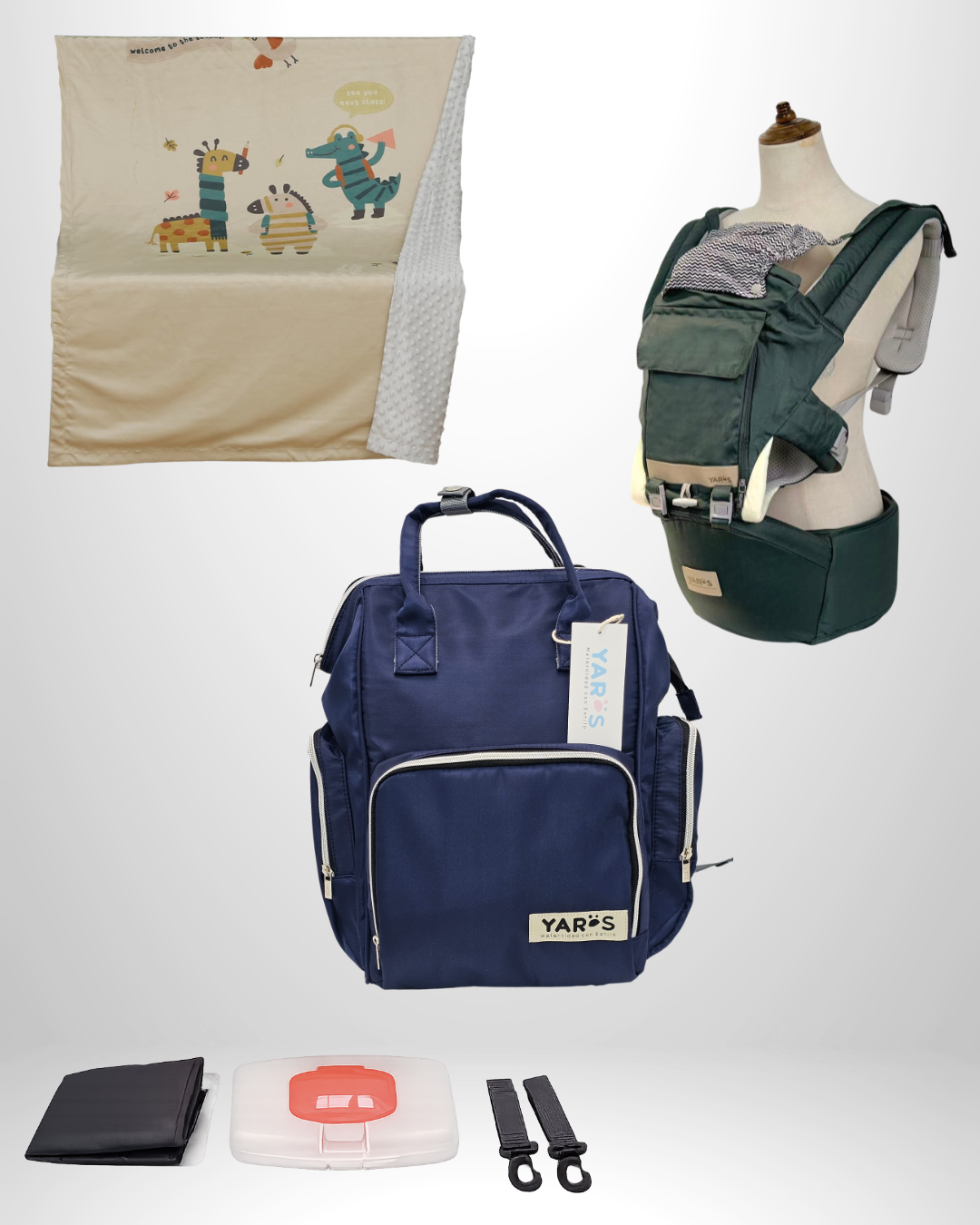 Combo YARÖS Esencial – Pañalera + Cargador + Cobija | Envío Gratis