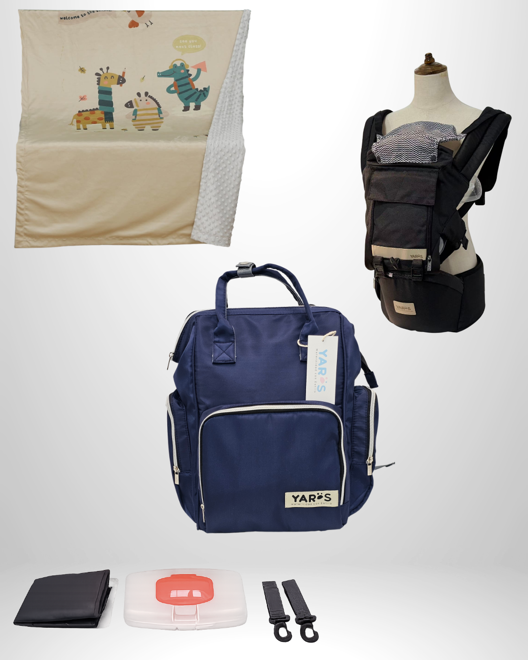Combo YARÖS Esencial – Pañalera + Cargador + Cobija | Envío Gratis