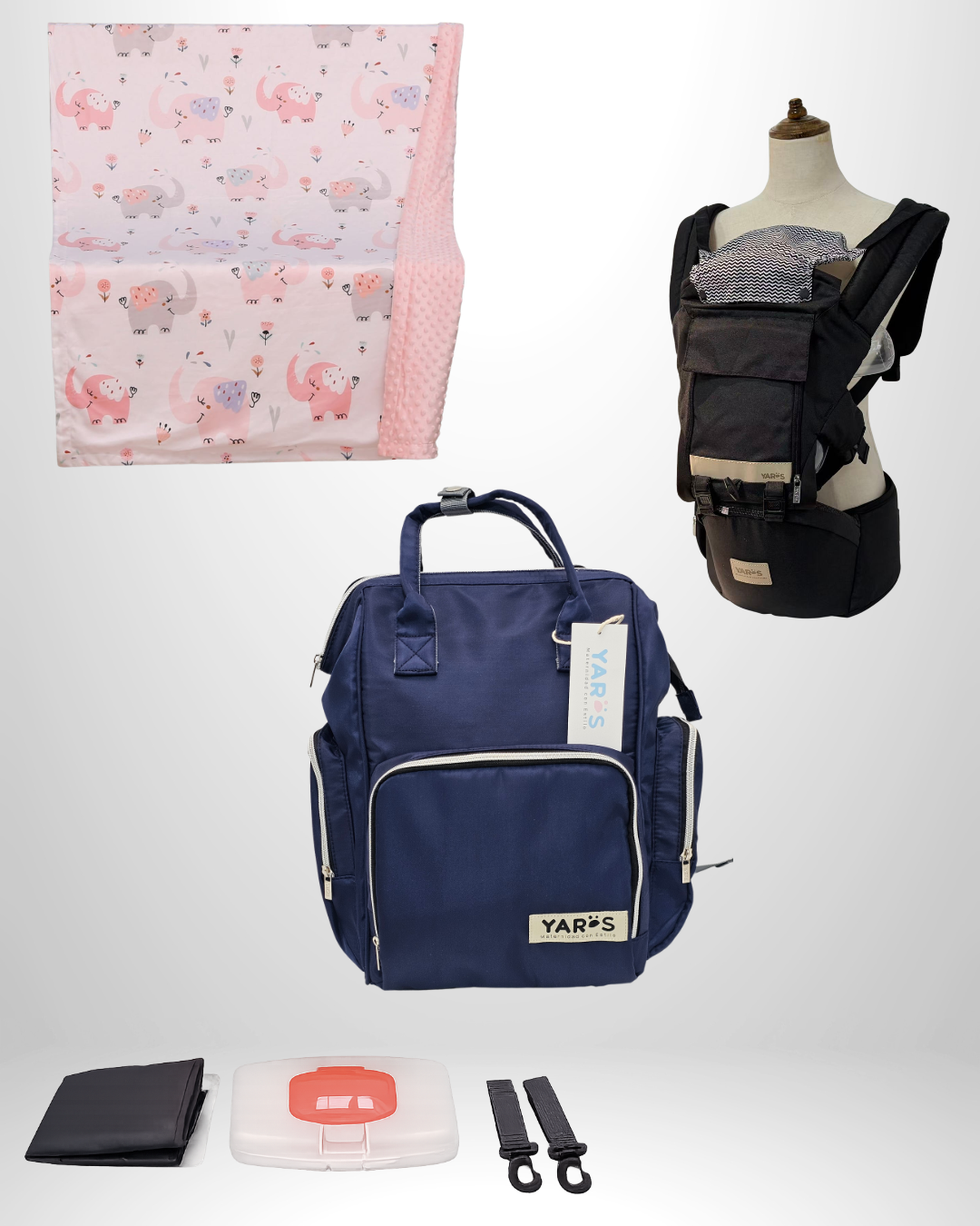 Combo YARÖS Esencial – Pañalera + Cargador + Cobija | Envío Gratis