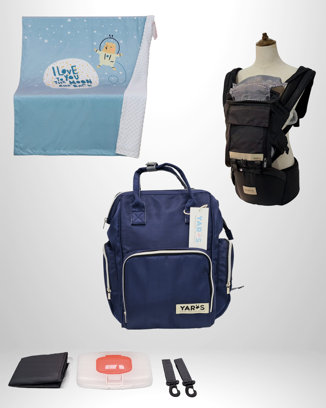 Combo YARÖS Esencial – Pañalera + Cargador + Cobija | Envío Gratis