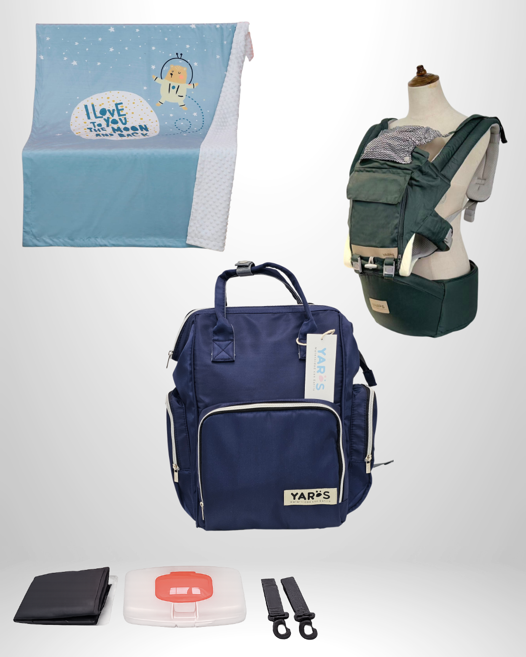 Combo YARÖS Esencial – Pañalera + Cargador + Cobija | Envío Gratis
