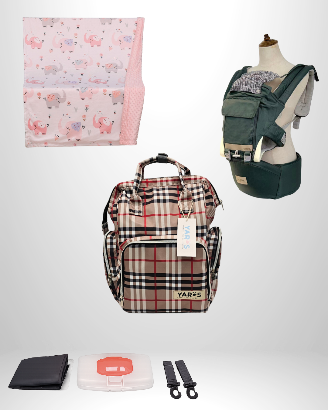 Combo YARÖS Esencial – Pañalera + Cargador + Cobija | Envío Gratis