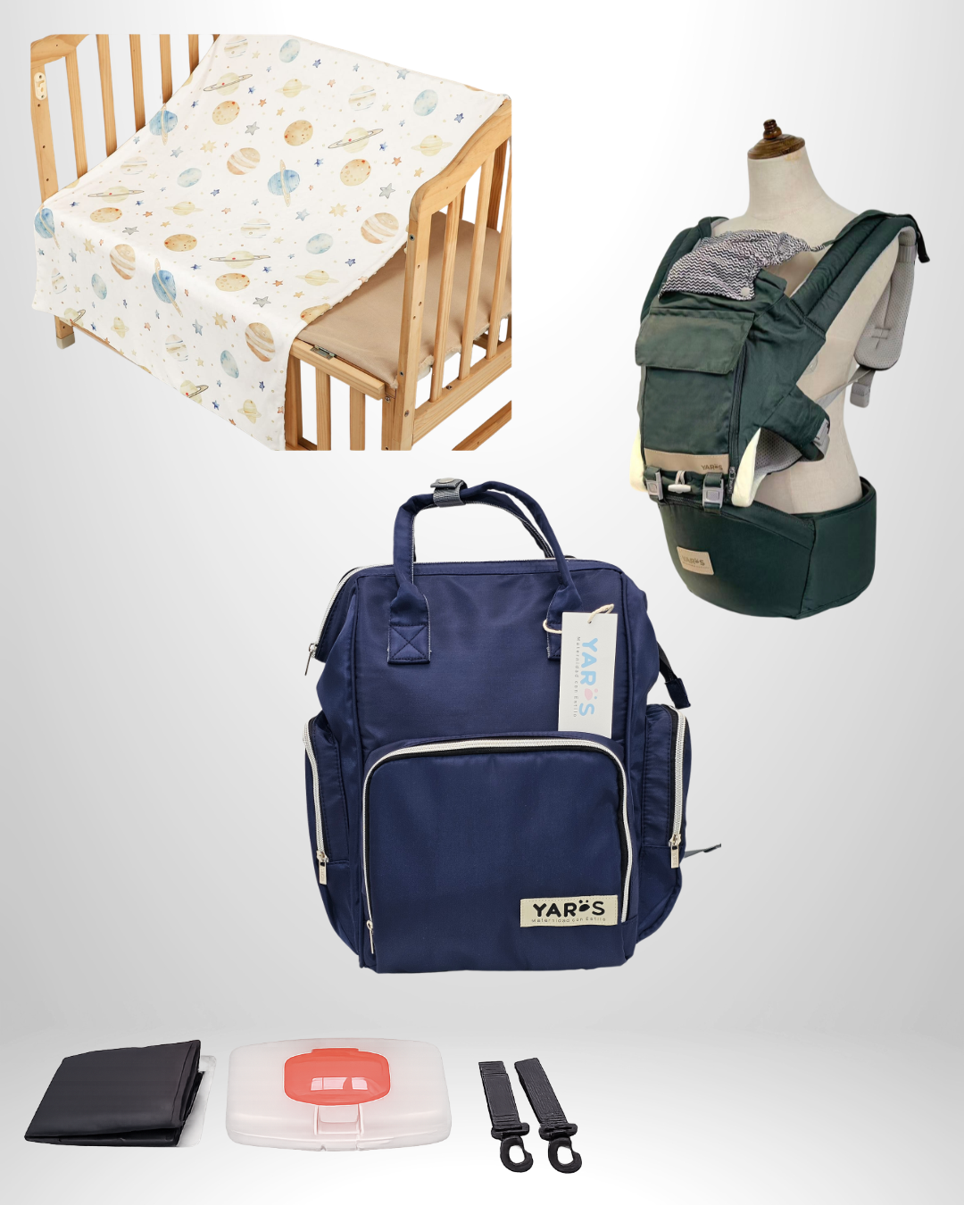 Combo YARÖS Esencial – Pañalera + Cargador + Cobija | Envío Gratis