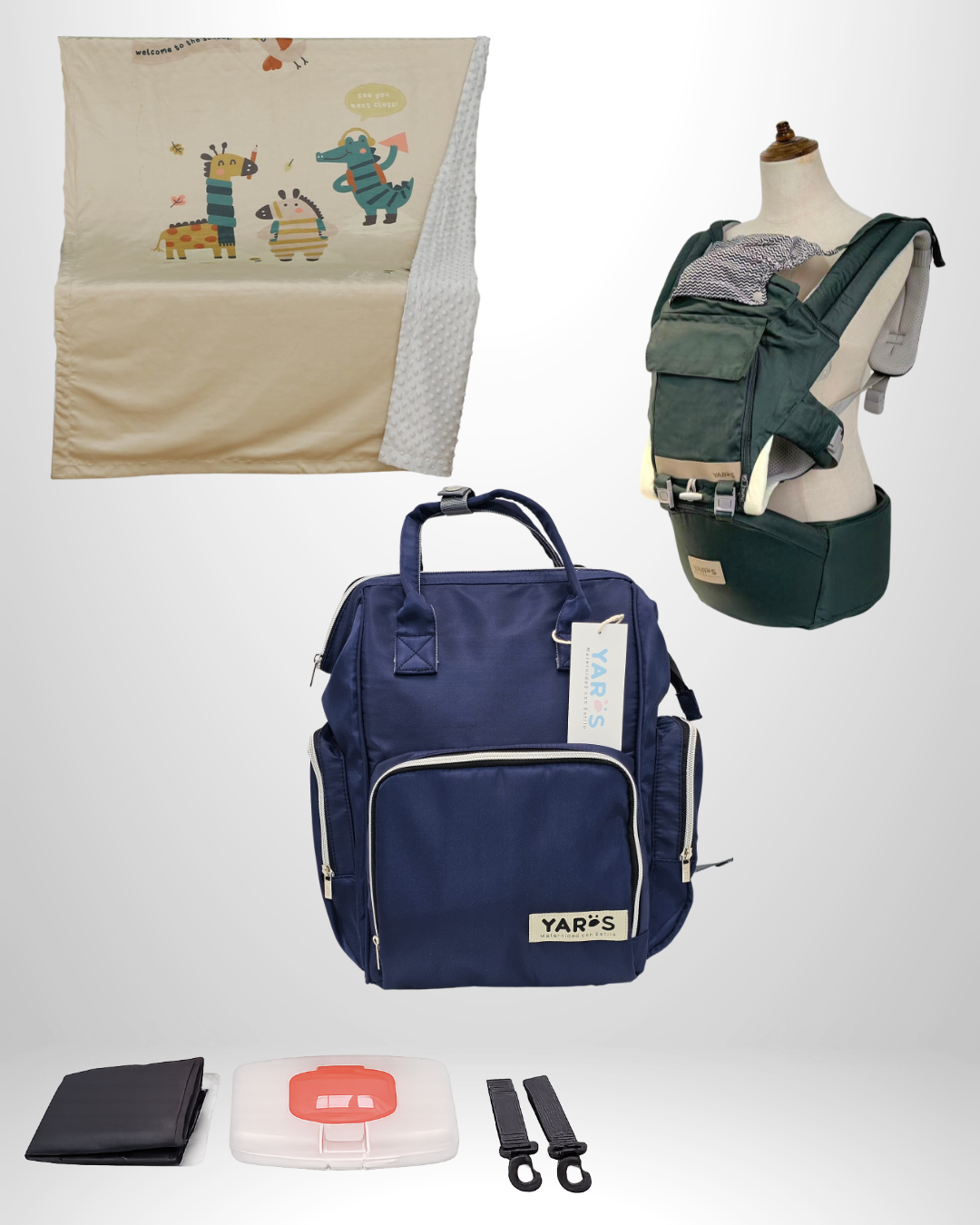 Combo YARÖS Esencial – Pañalera + Cargador + Cobija | Envío Gratis