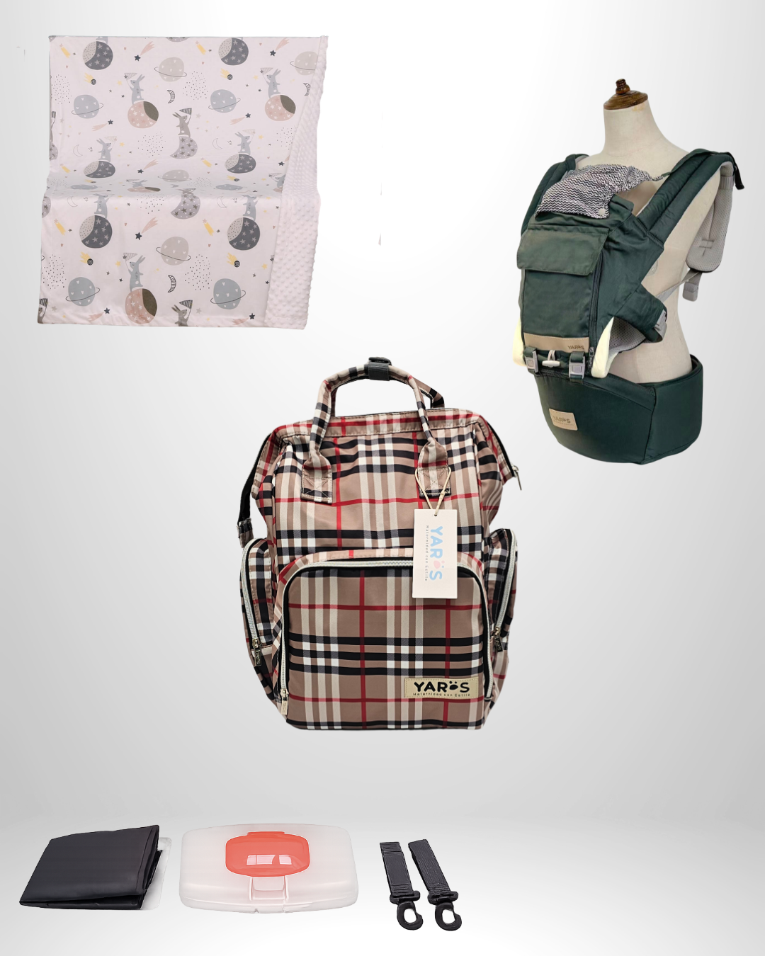Combo YARÖS Esencial – Pañalera + Cargador + Cobija | Envío Gratis