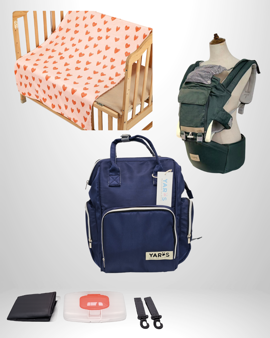 Combo YARÖS Esencial – Pañalera + Cargador + Cobija | Envío Gratis