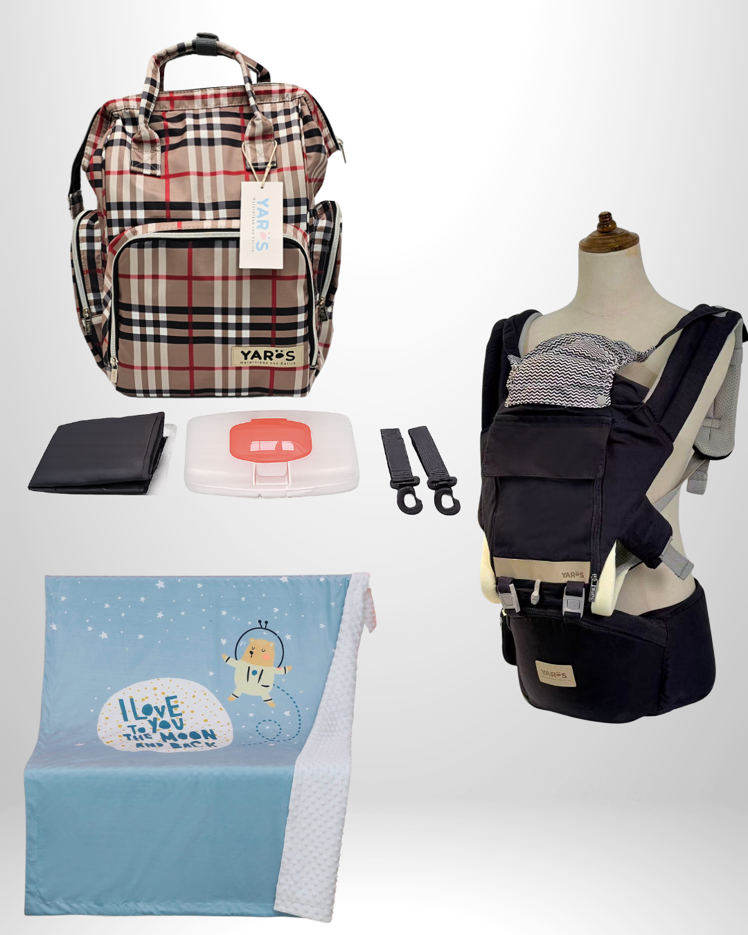 Combo YARÖS Esencial – Pañalera + Cargador + Cobija | Envío Gratis