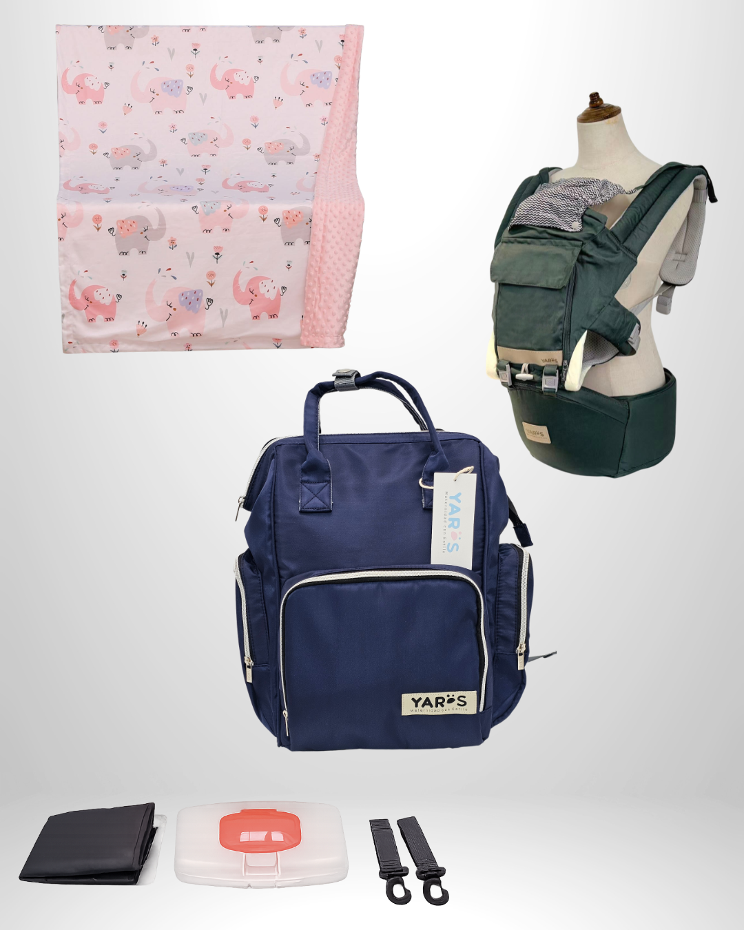 Combo YARÖS Esencial – Pañalera + Cargador + Cobija | Envío Gratis