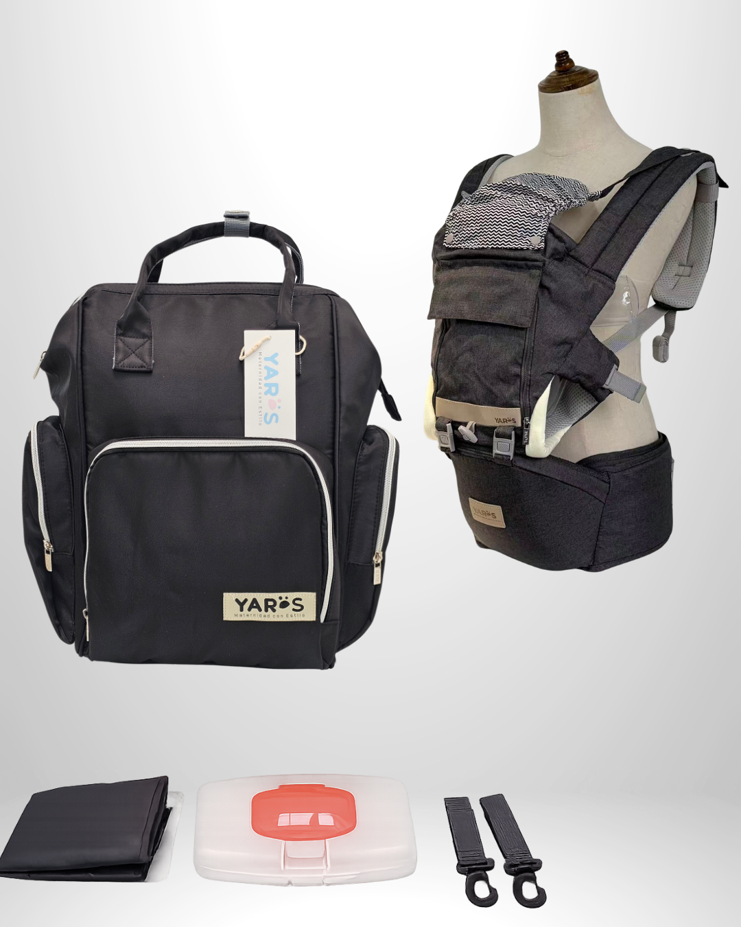 Combo YARÖS | Pañalera Morral + Cargador Ergonómico Multifuncional | Envío Gratis