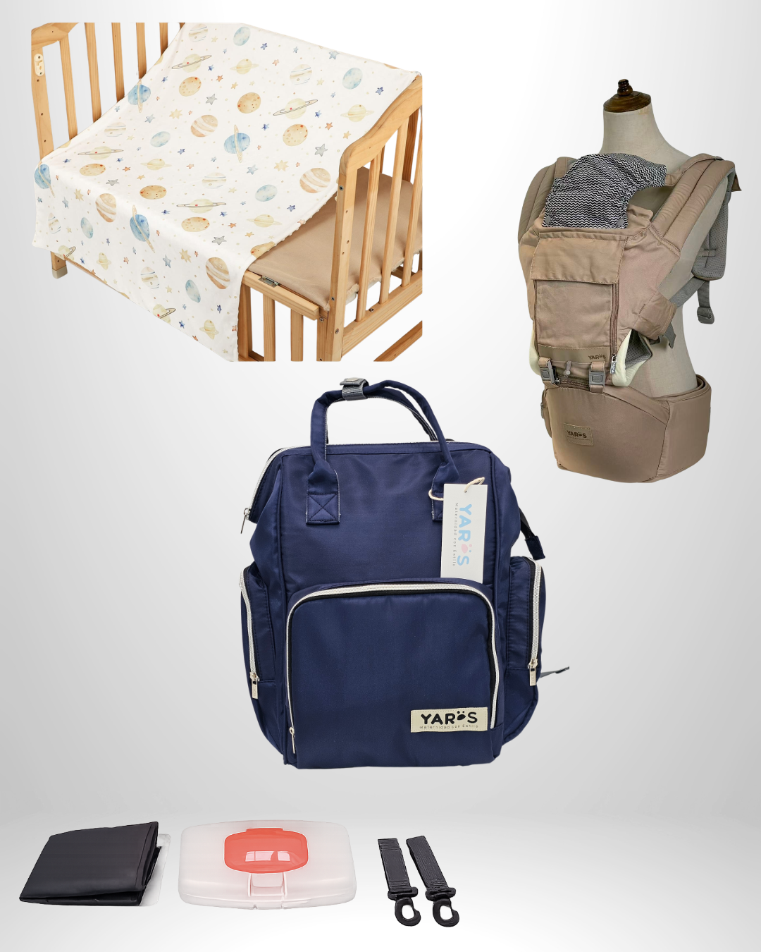Combo YARÖS Esencial – Pañalera + Cargador + Cobija | Envío Gratis