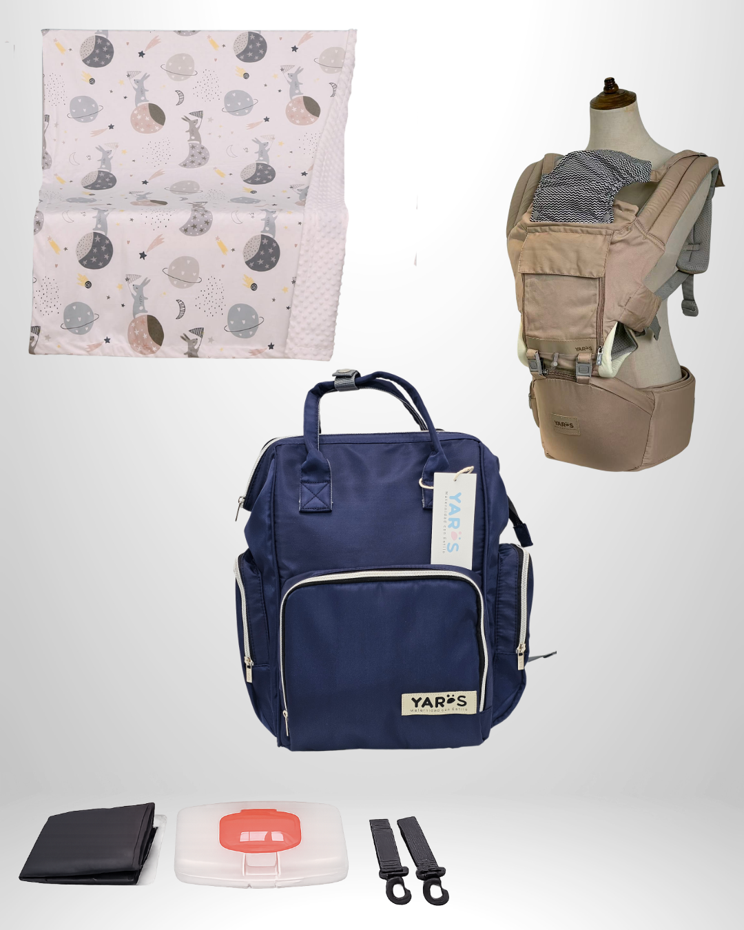 Combo YARÖS Esencial – Pañalera + Cargador + Cobija | Envío Gratis