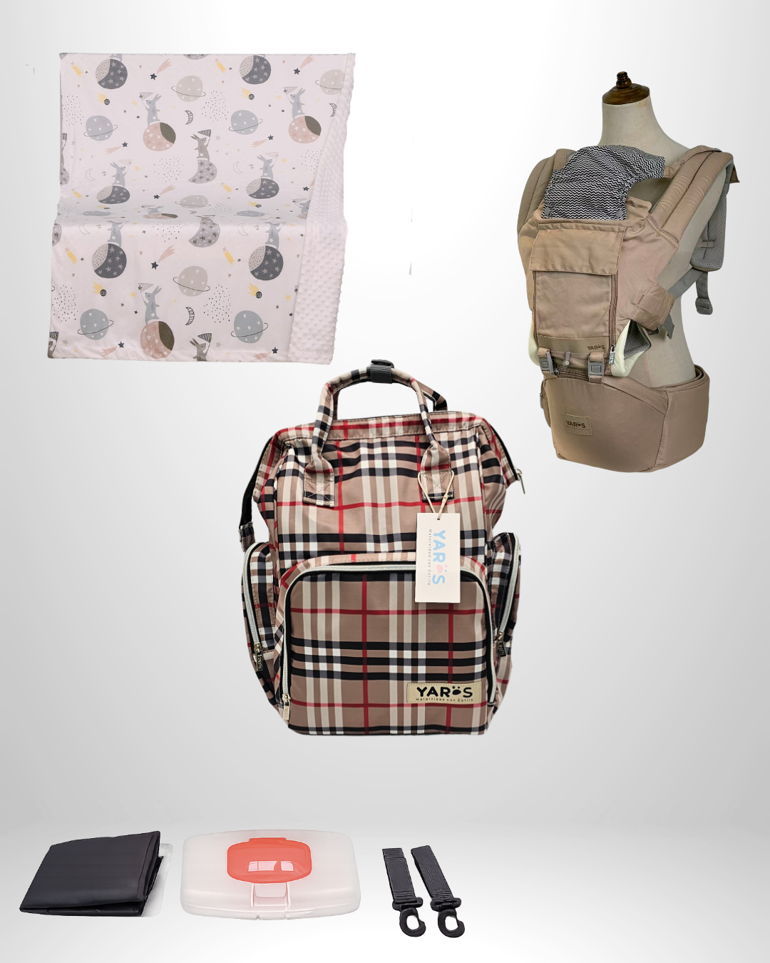 Combo YARÖS Esencial – Pañalera + Cargador + Cobija | Envío Gratis