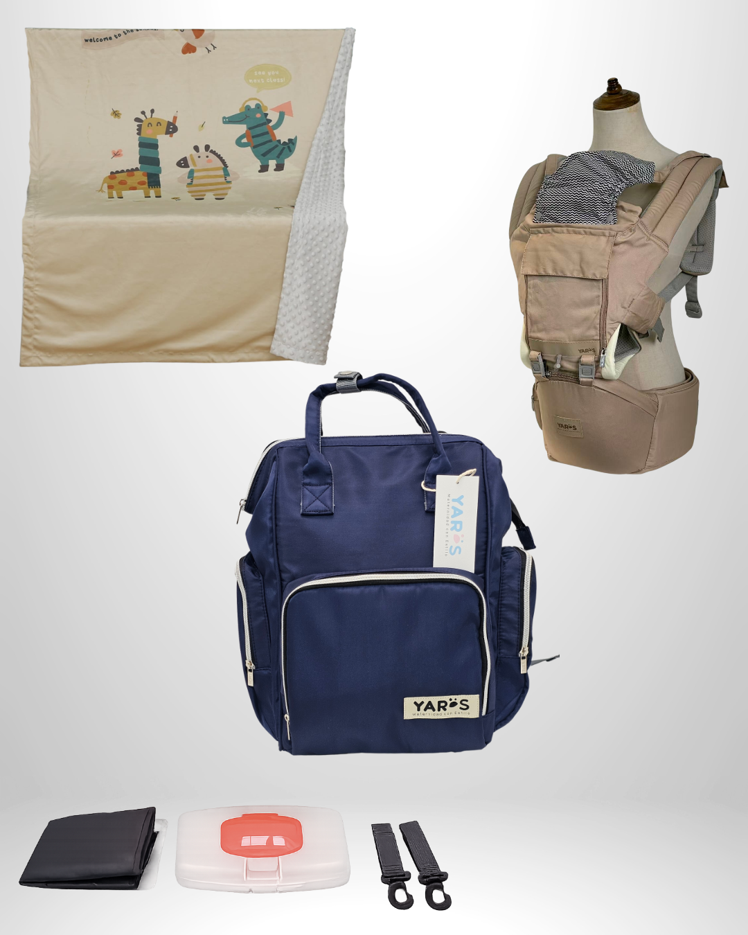Combo YARÖS Esencial – Pañalera + Cargador + Cobija | Envío Gratis