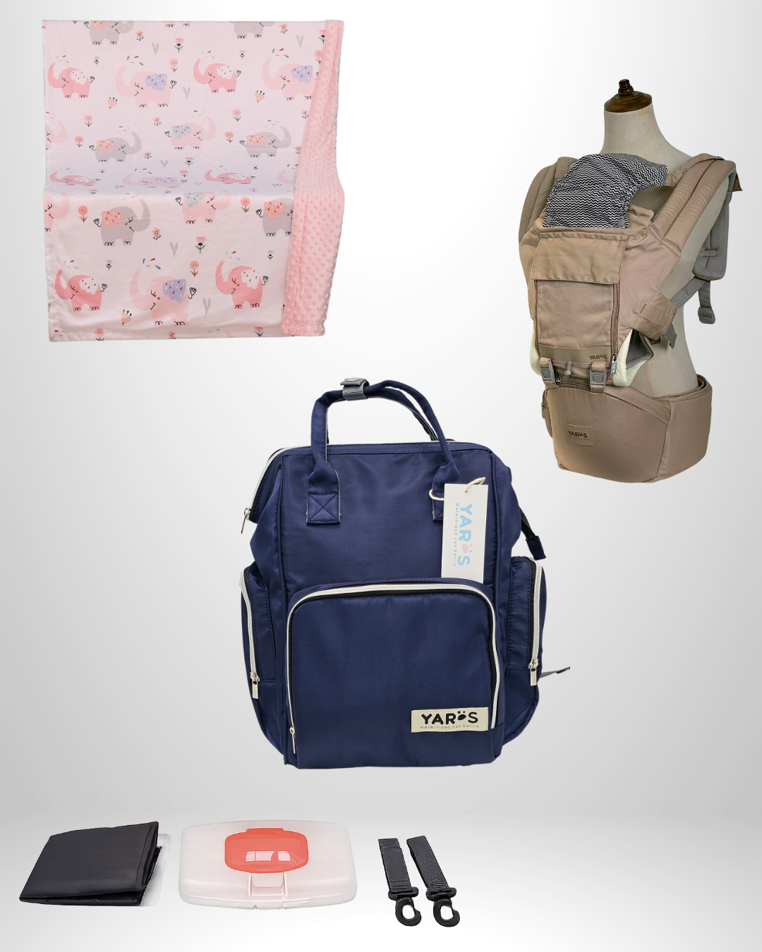 Combo YARÖS Esencial – Pañalera + Cargador + Cobija | Envío Gratis