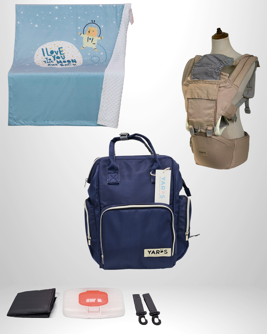 Combo YARÖS Esencial – Pañalera + Cargador + Cobija | Envío Gratis