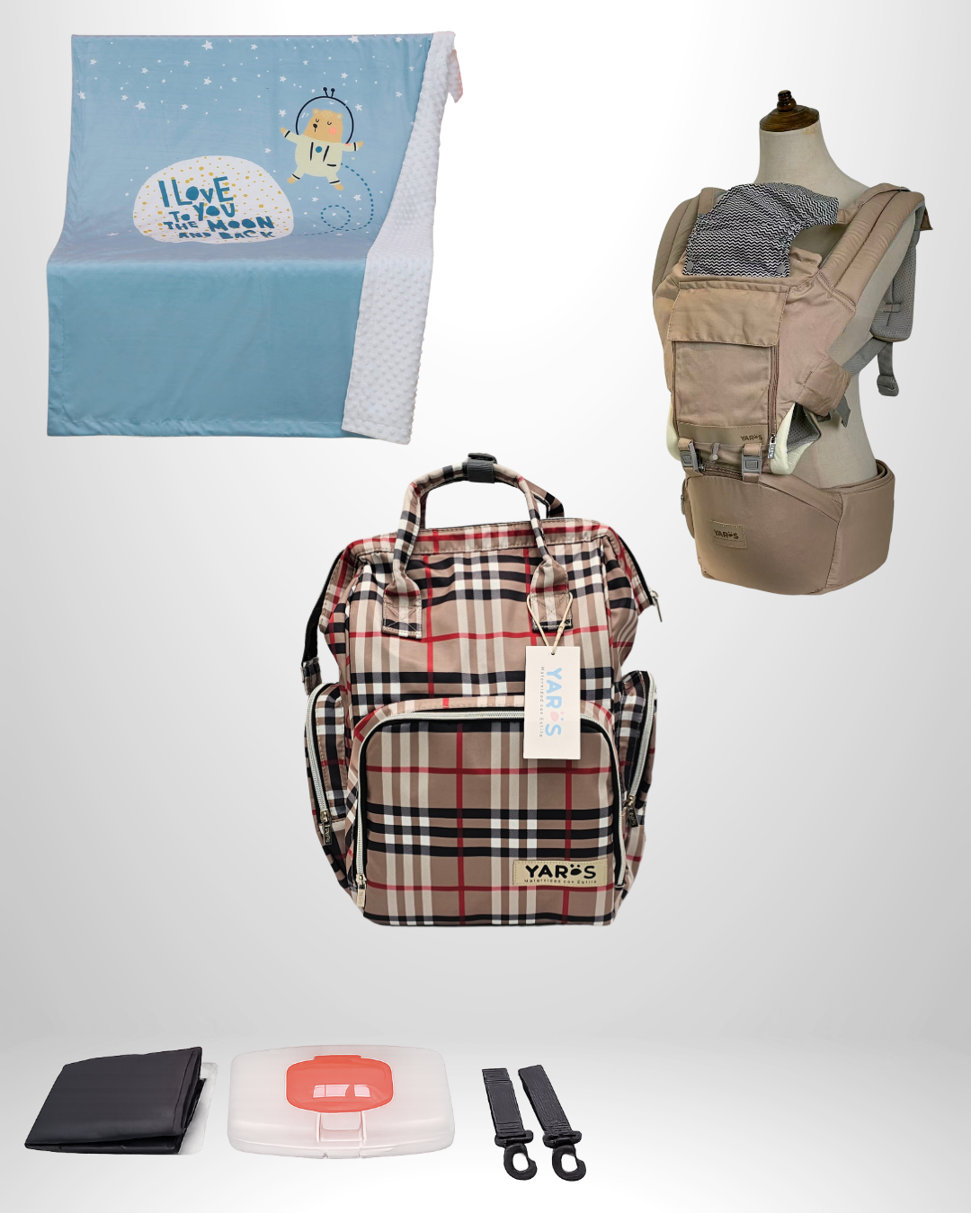 Combo YARÖS Esencial – Pañalera + Cargador + Cobija | Envío Gratis