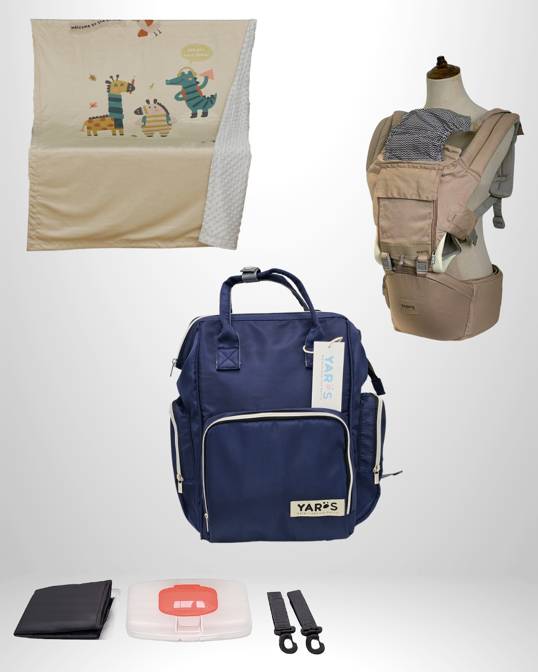 Combo YARÖS Esencial – Pañalera + Cargador + Cobija | Envío Gratis