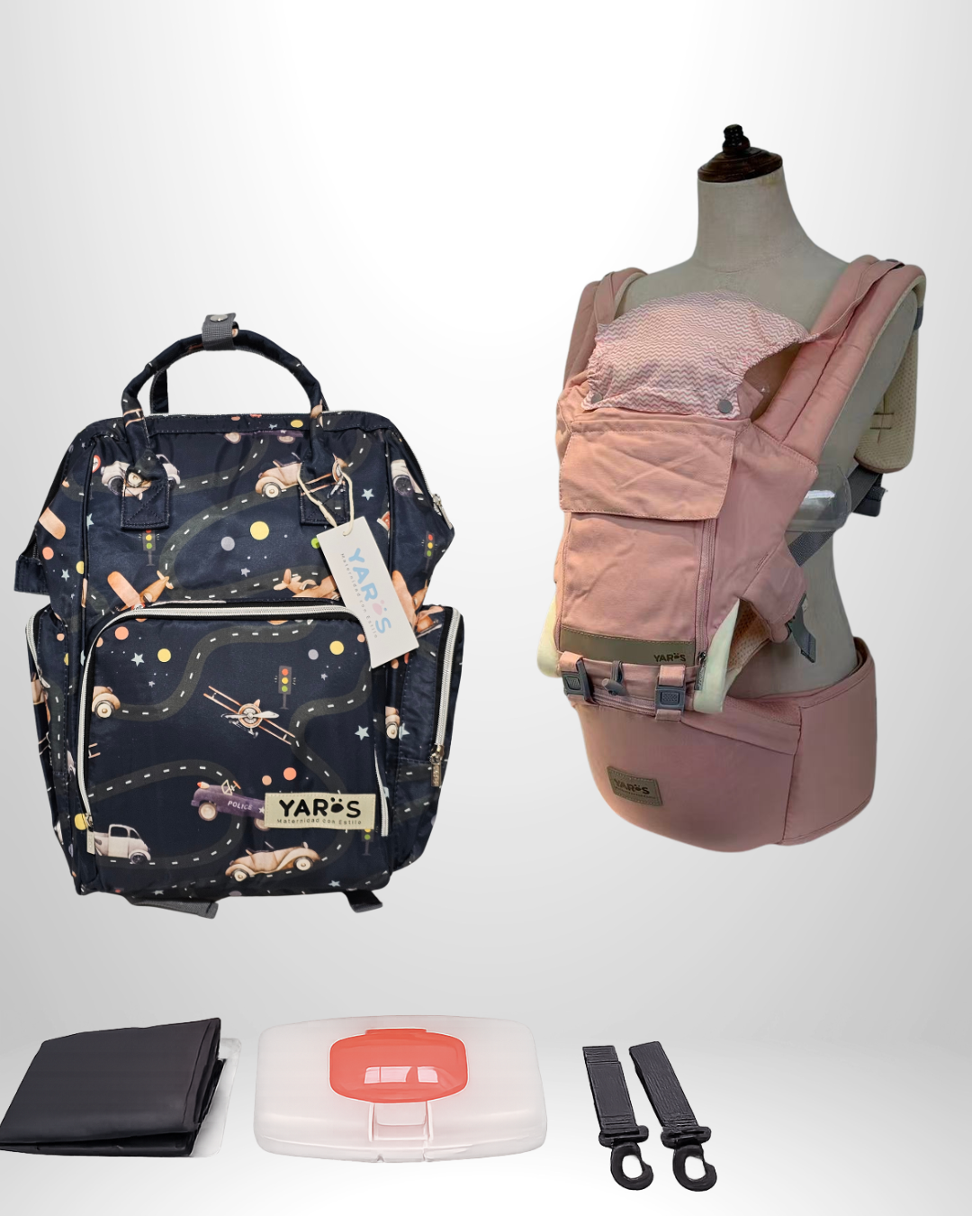 Combo YARÖS | Pañalera Morral + Cargador Ergonómico Multifuncional | Envío Gratis