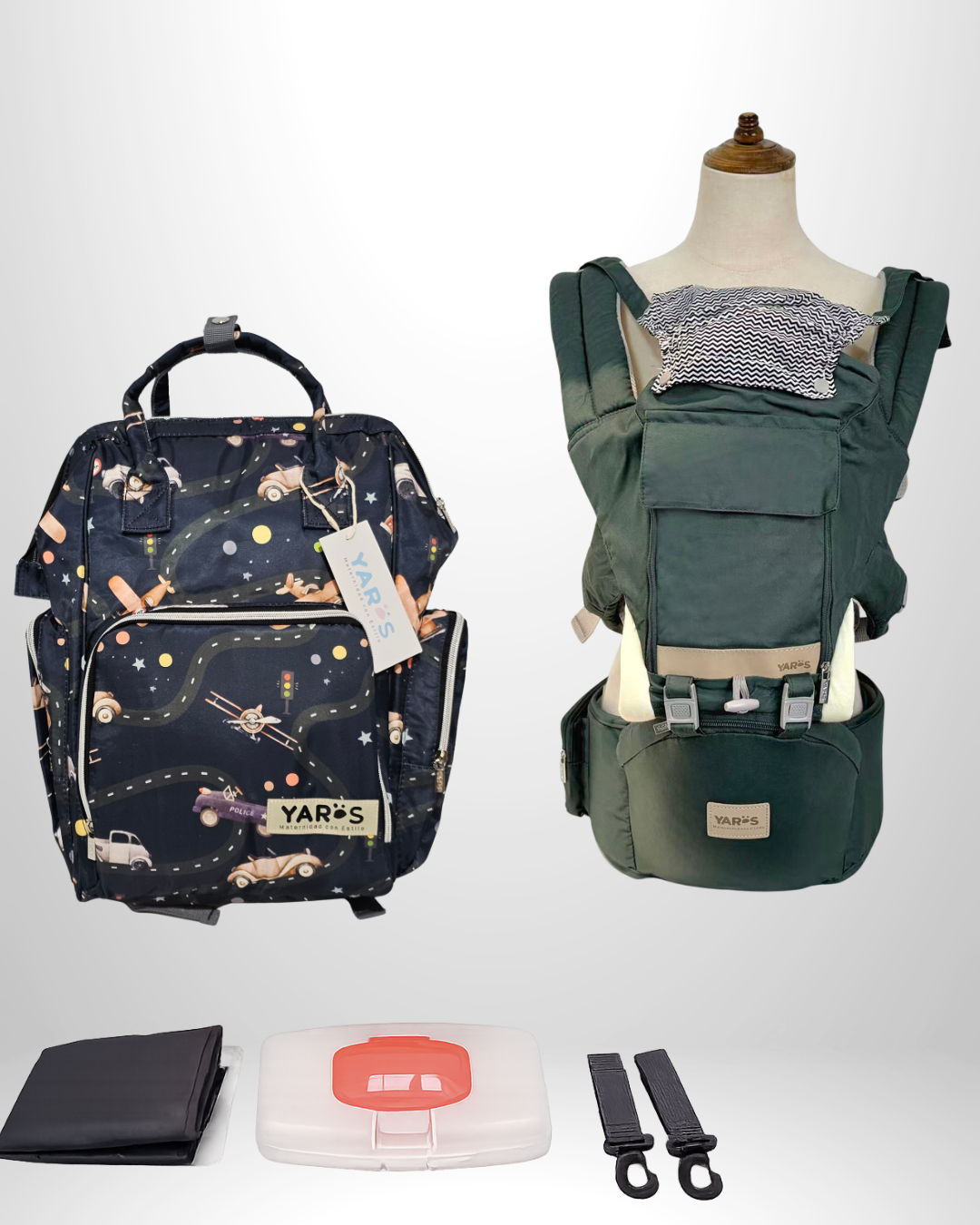 Combo YARÖS | Pañalera Morral + Cargador Ergonómico Multifuncional | Envío Gratis