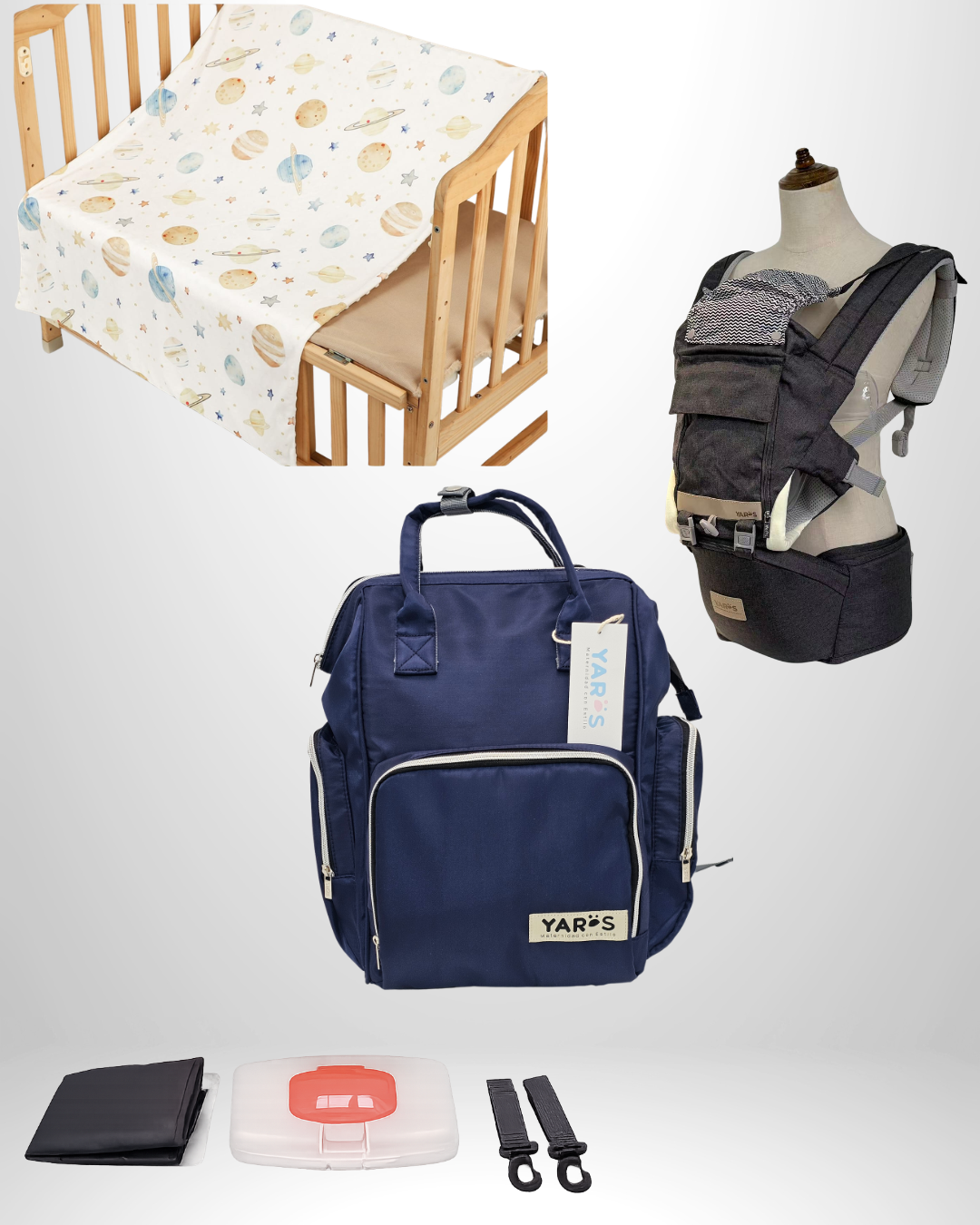 Combo YARÖS Esencial – Pañalera + Cargador + Cobija | Envío Gratis