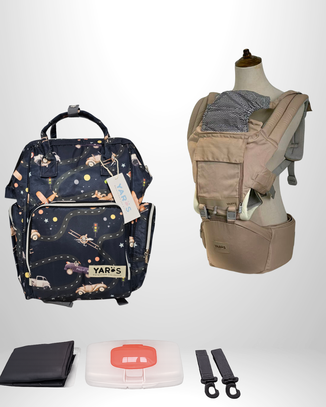 Combo YARÖS | Pañalera Morral + Cargador Ergonómico Multifuncional | Envío Gratis