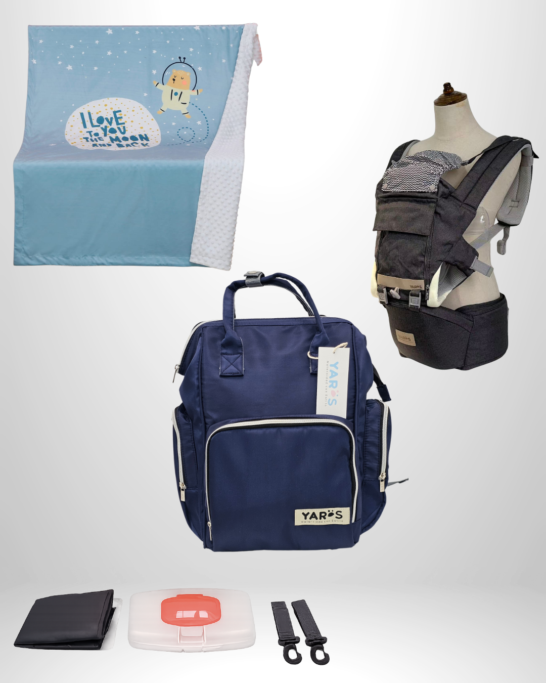 Combo YARÖS Esencial – Pañalera + Cargador + Cobija | Envío Gratis