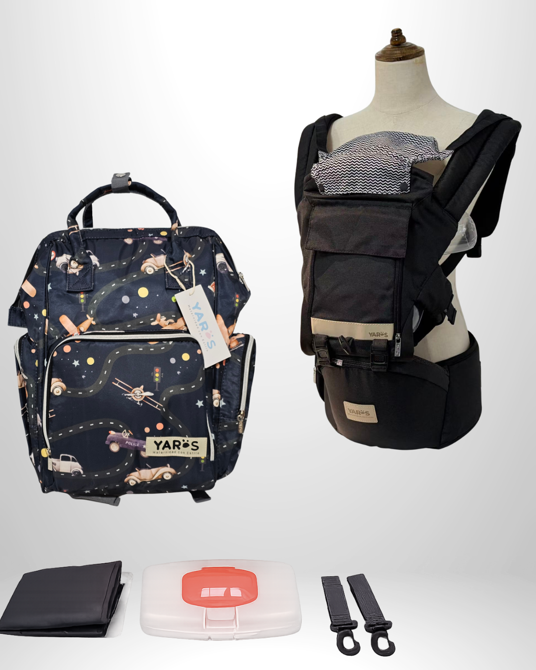 Combo YARÖS | Pañalera Morral + Cargador Ergonómico Multifuncional | Envío Gratis