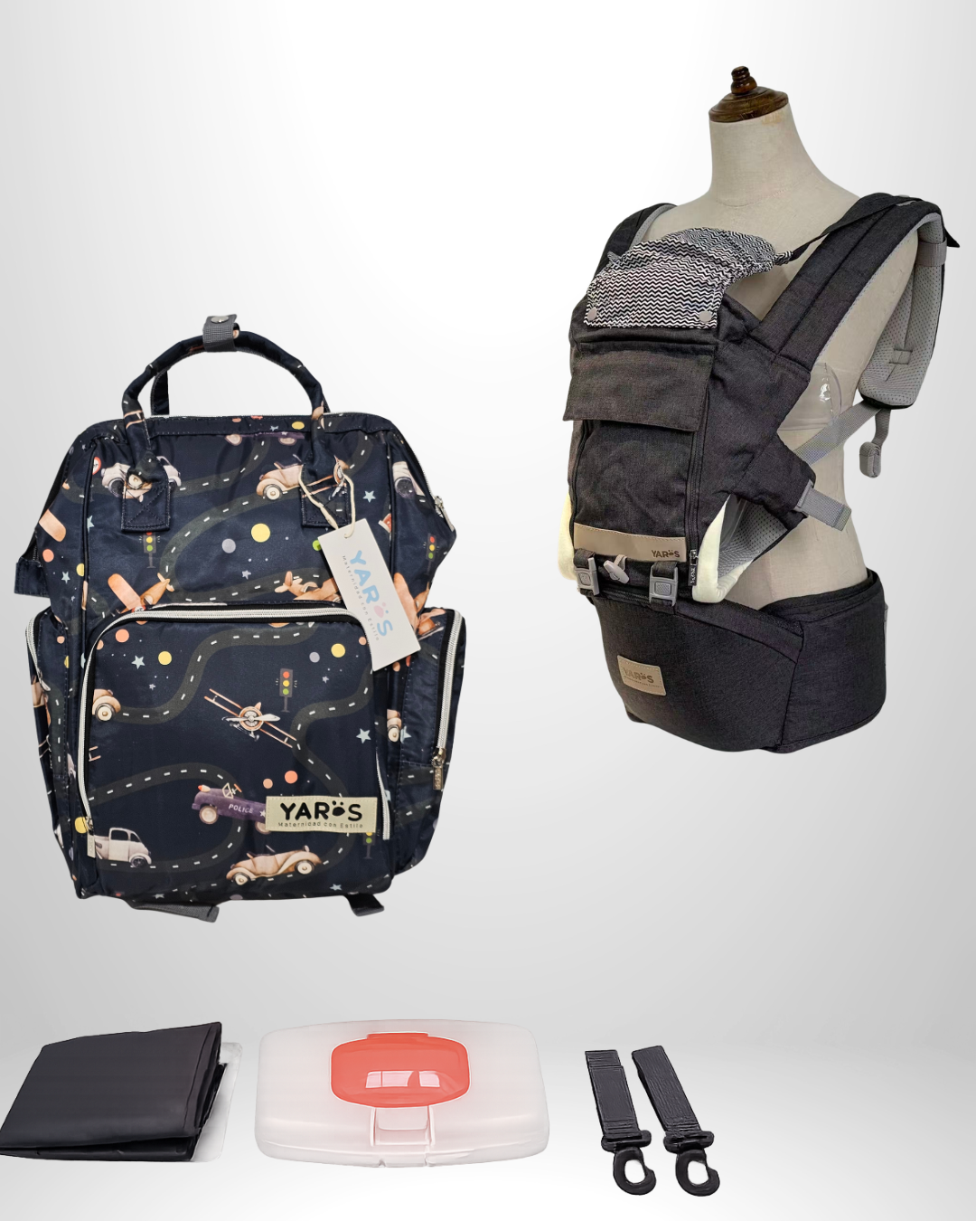Combo YARÖS | Pañalera Morral + Cargador Ergonómico Multifuncional | Envío Gratis