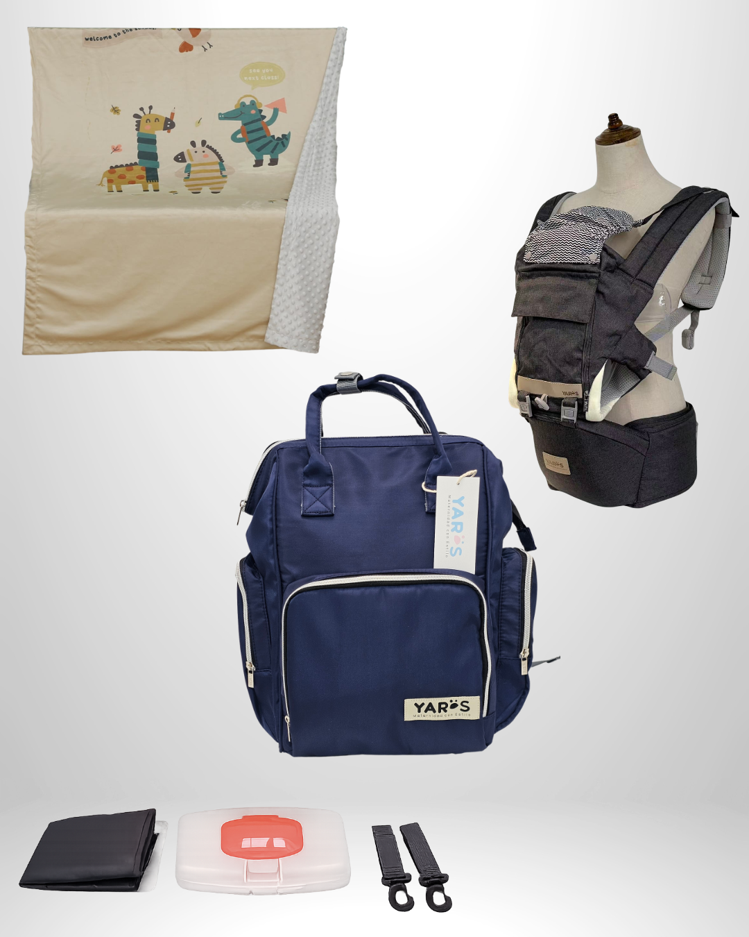 Combo YARÖS Esencial – Pañalera + Cargador + Cobija | Envío Gratis