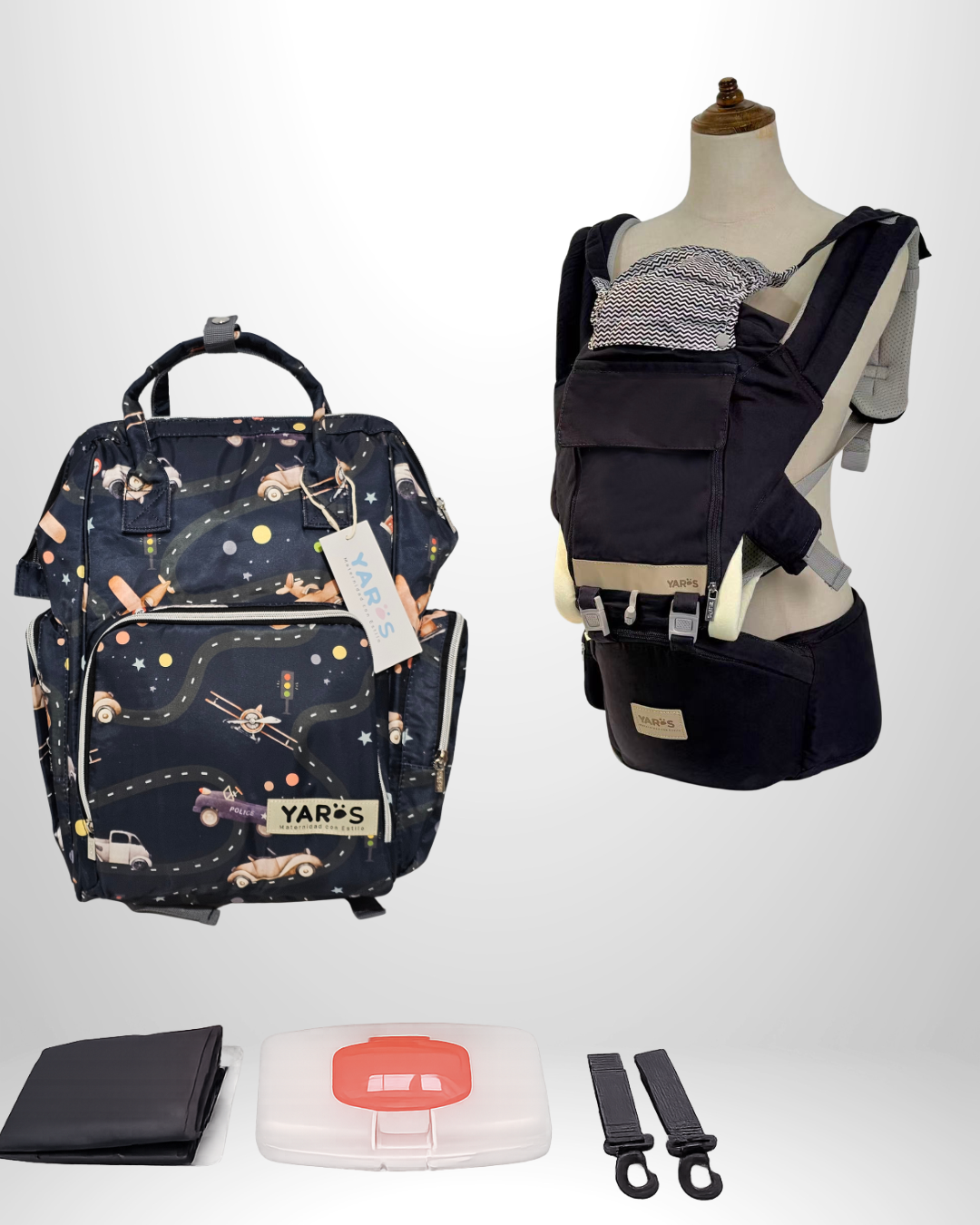 Combo YARÖS | Pañalera Morral + Cargador Ergonómico Multifuncional | Envío Gratis