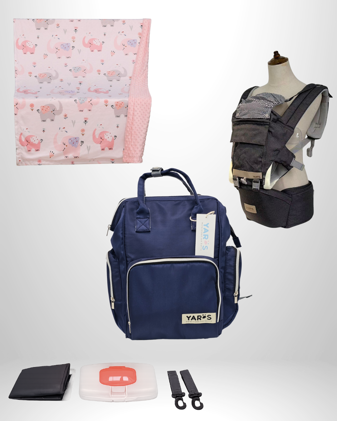 Combo YARÖS Esencial – Pañalera + Cargador + Cobija | Envío Gratis