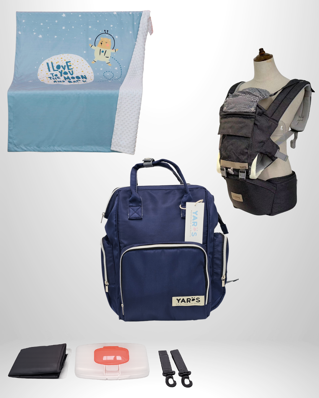 Combo YARÖS Esencial – Pañalera + Cargador + Cobija | Envío Gratis