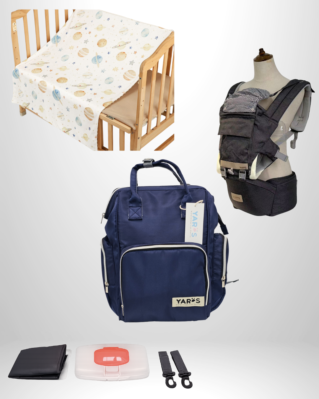 Combo YARÖS Esencial – Pañalera + Cargador + Cobija | Envío Gratis