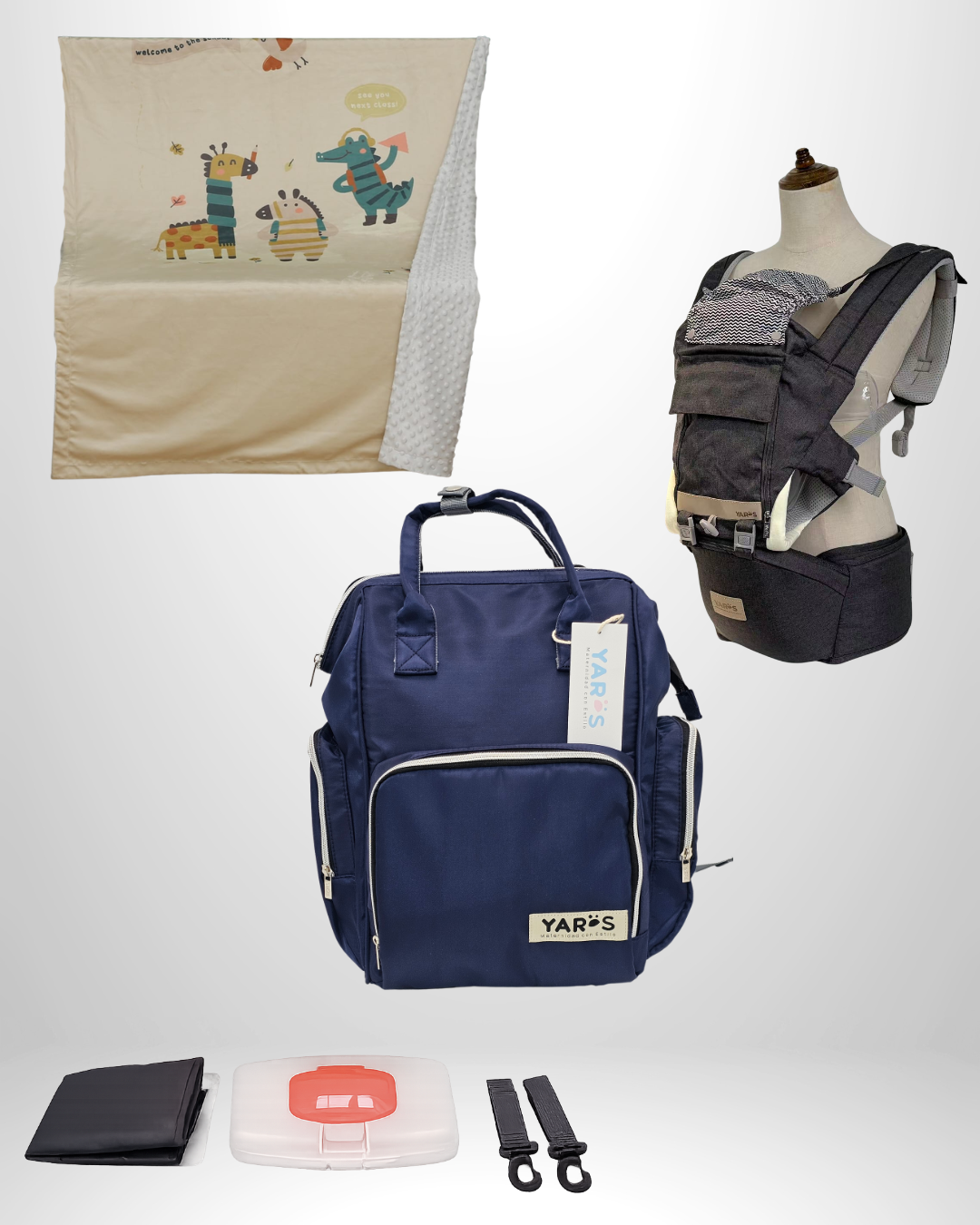 Combo YARÖS Esencial – Pañalera + Cargador + Cobija | Envío Gratis