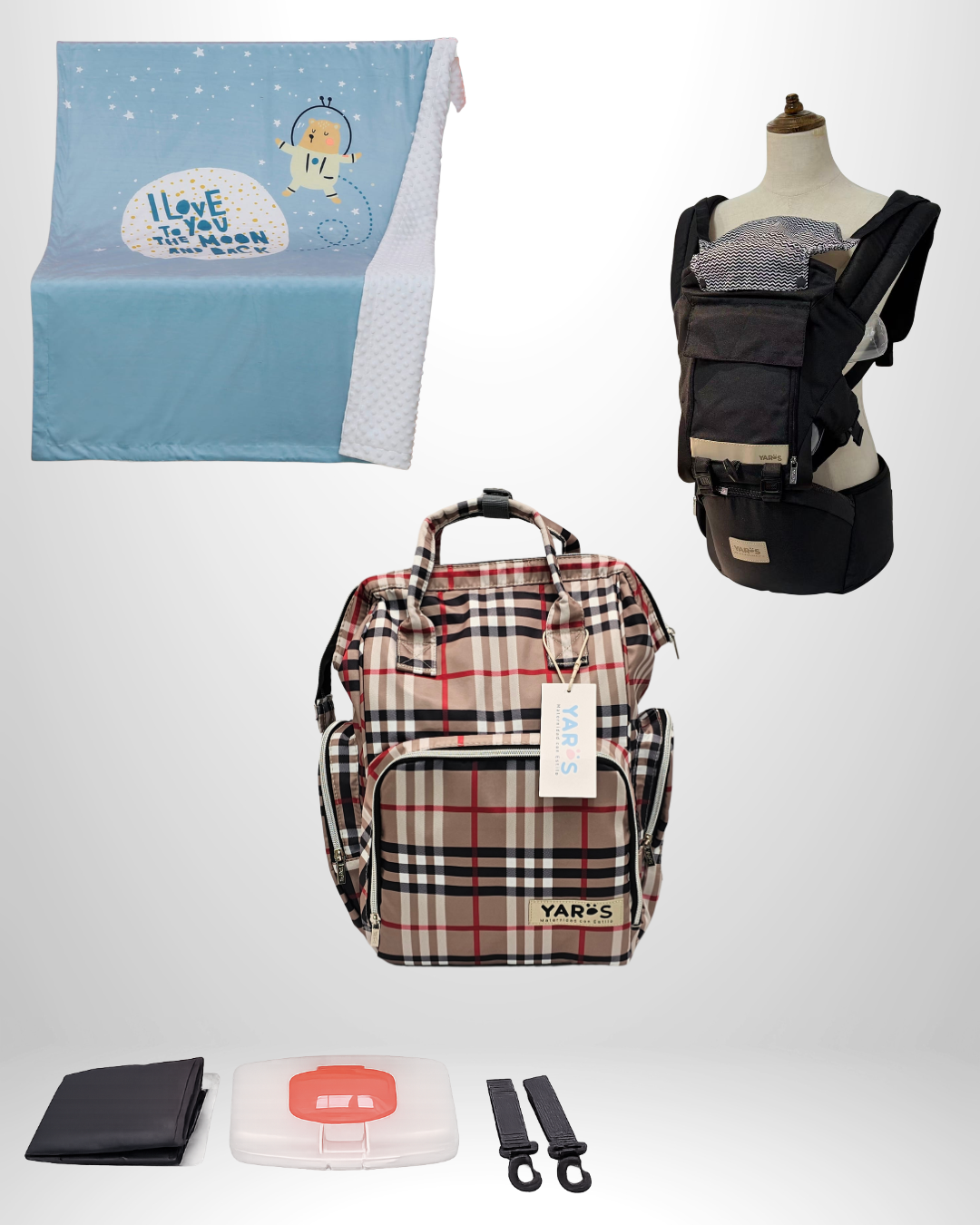 Combo YARÖS Esencial – Pañalera + Cargador + Cobija | Envío Gratis