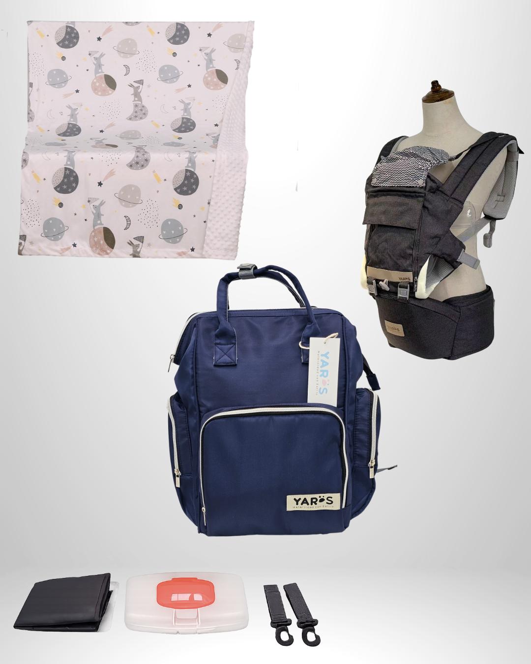 Combo YARÖS Esencial – Pañalera + Cargador + Cobija | Envío Gratis