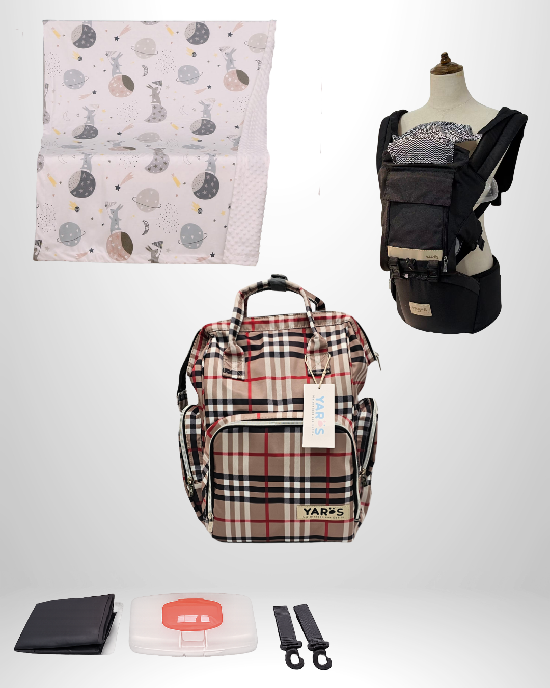 Combo YARÖS Esencial – Pañalera + Cargador + Cobija | Envío Gratis