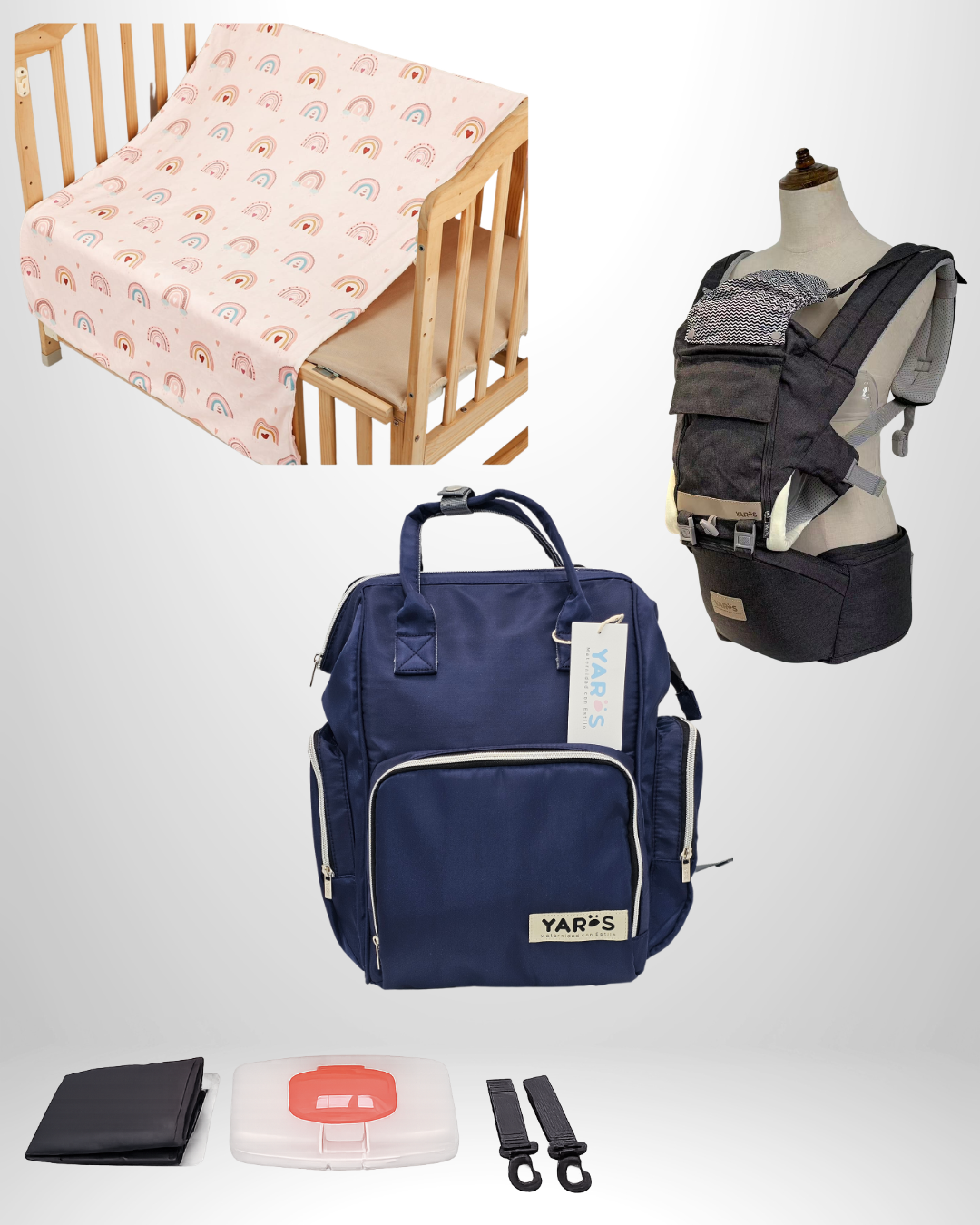 Combo YARÖS Esencial – Pañalera + Cargador + Cobija | Envío Gratis