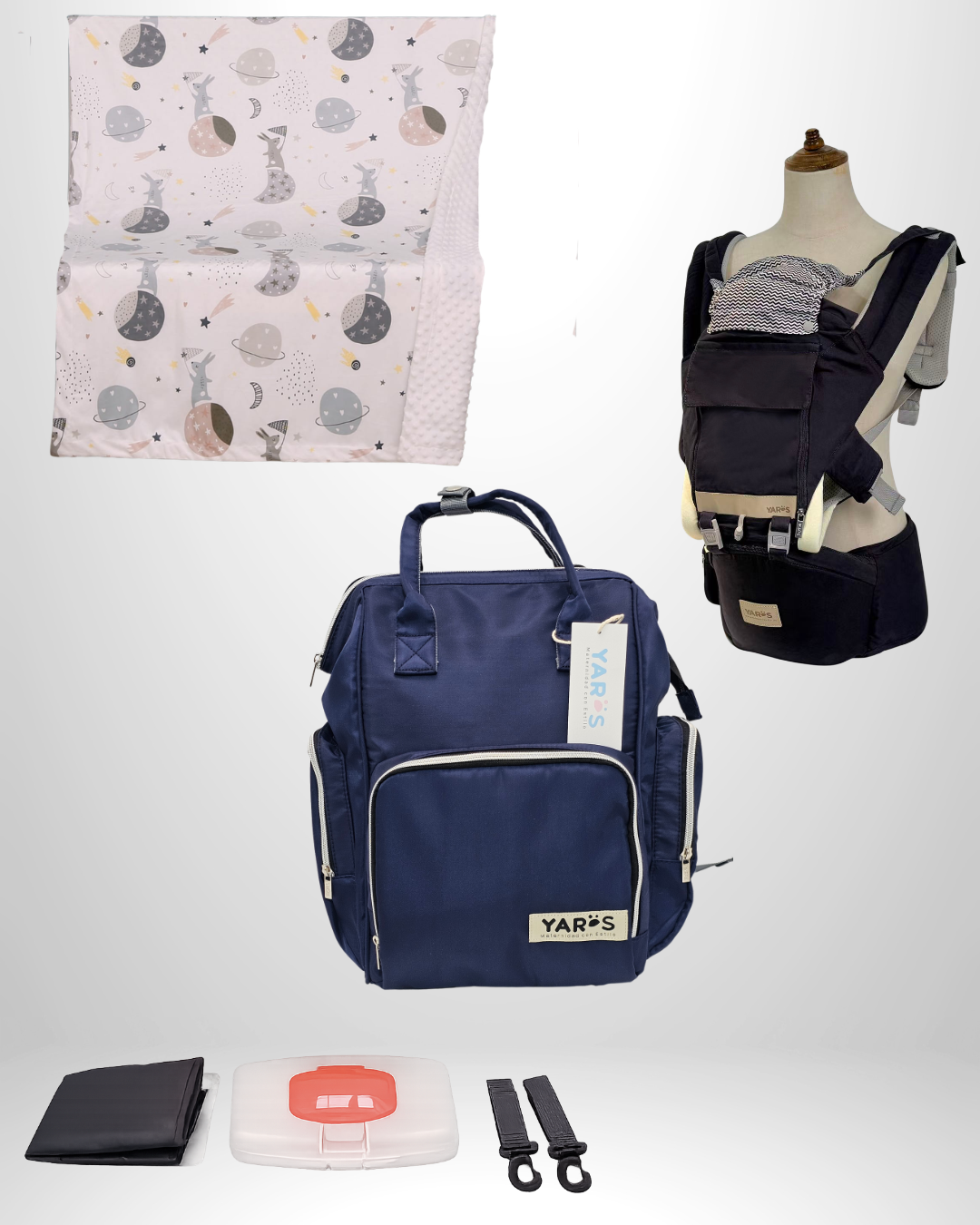 Combo YARÖS Esencial – Pañalera + Cargador + Cobija | Envío Gratis