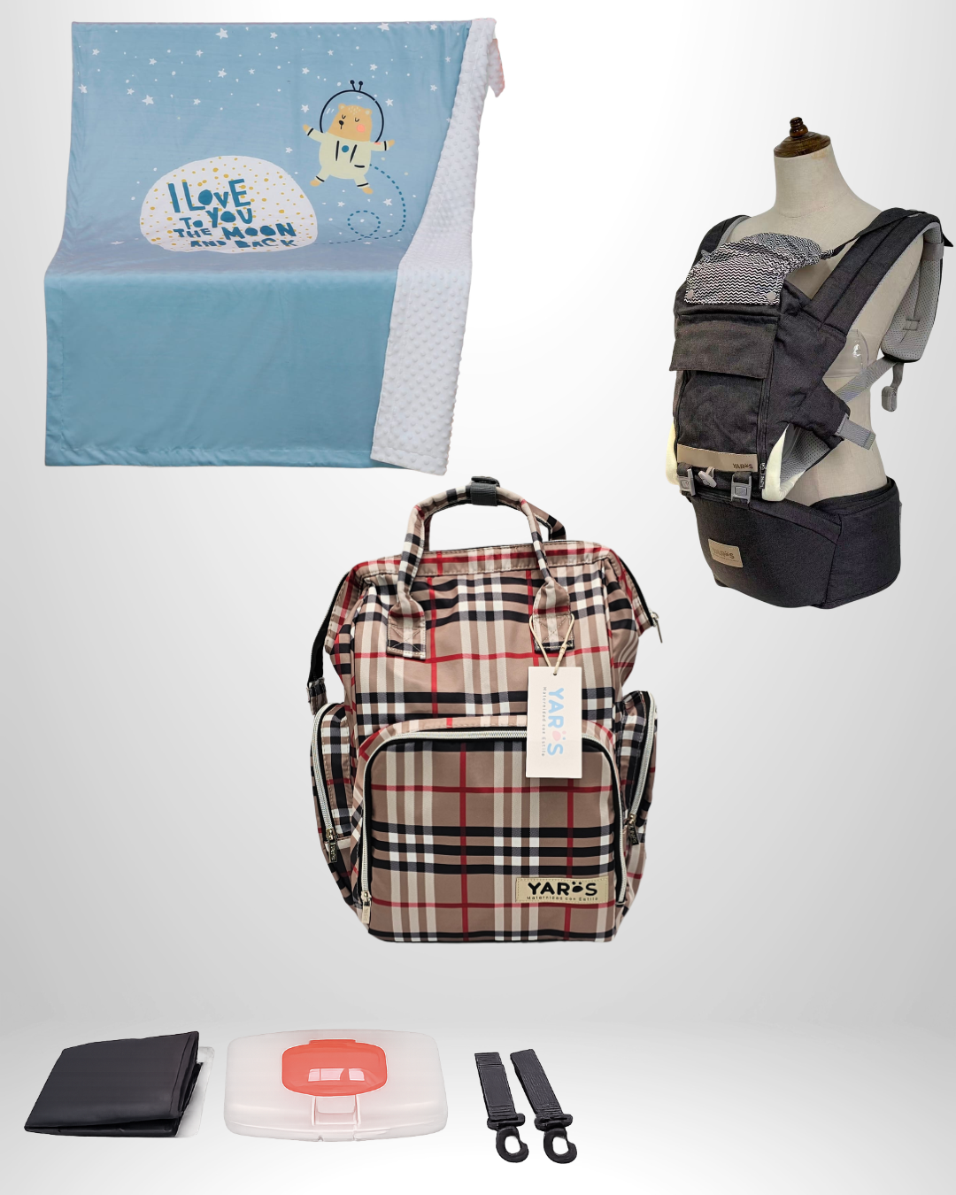 Combo YARÖS Esencial – Pañalera + Cargador + Cobija | Envío Gratis