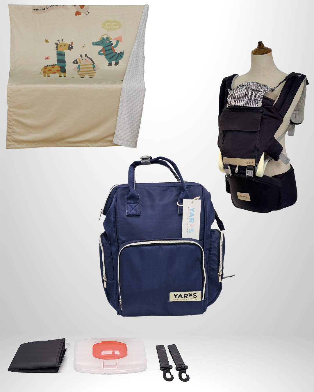 Combo YARÖS Esencial – Pañalera + Cargador + Cobija | Envío Gratis