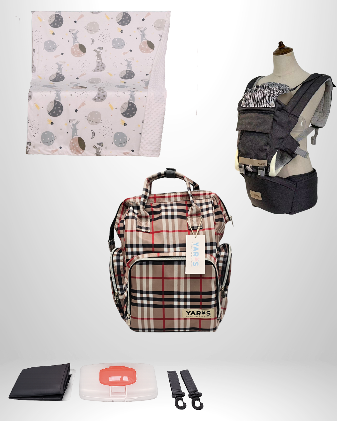 Combo YARÖS Esencial – Pañalera + Cargador + Cobija | Envío Gratis