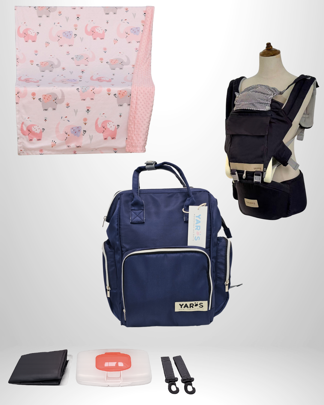 Combo YARÖS Esencial – Pañalera + Cargador + Cobija | Envío Gratis
