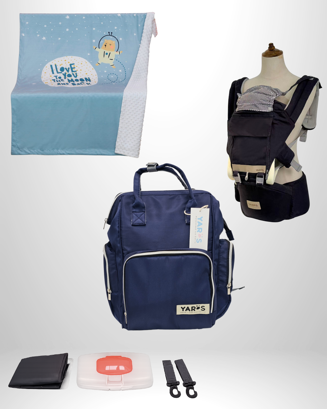 Combo YARÖS Esencial – Pañalera + Cargador + Cobija | Envío Gratis